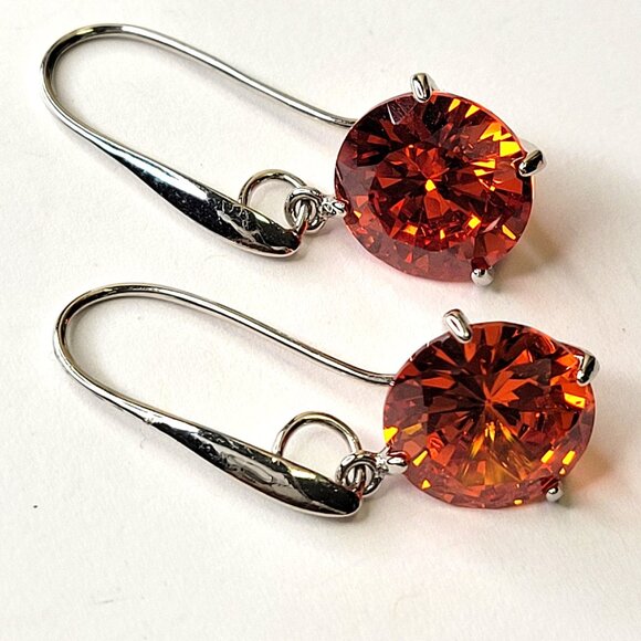 Orange Crystal Dangle Earrings - Picture 1 of 7